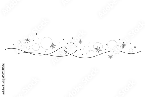 Bokeh Snowflakes Elegance. Soft bokeh lights snow overlay. Minimalistic one-line drawing soft-focus bokeh