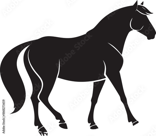 Running horses silhouette isolated on white background
