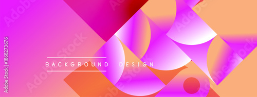Abstract vibrant background. Overlapping circles create dynamic gradient effect. Pink, orange, purple hues dominate composition. Modern design element.