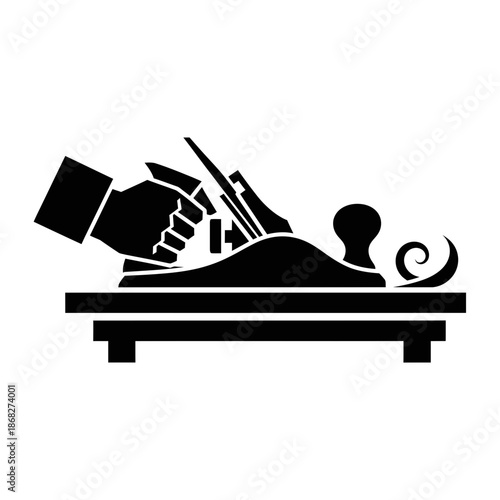 Court Trial Icon – Judge Gavel and Witness Bench Symbol for Legal & Justice Design