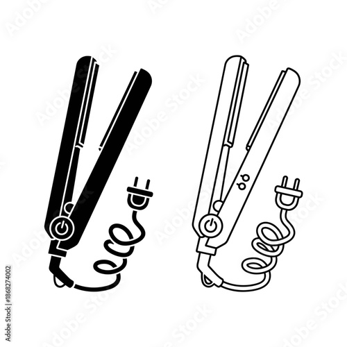 Hair Straightener Icon – Flat Iron Styling Tool Symbol for Beauty, Salon & Haircare Design