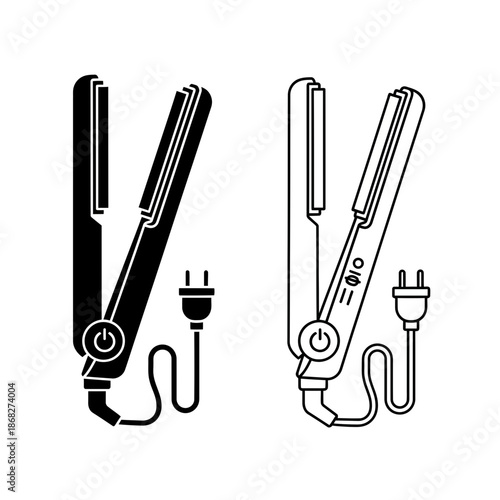 Hair Straightener Icon – Flat Iron Styling Tool Symbol for Beauty, Salon & Haircare Design