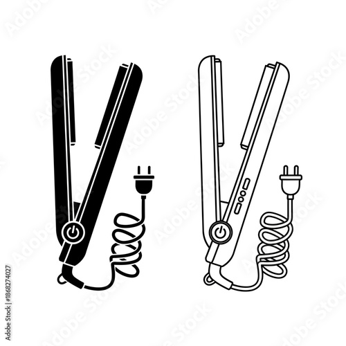 Hair Straightener Icon – Flat Iron Styling Tool Symbol for Beauty, Salon & Haircare Design