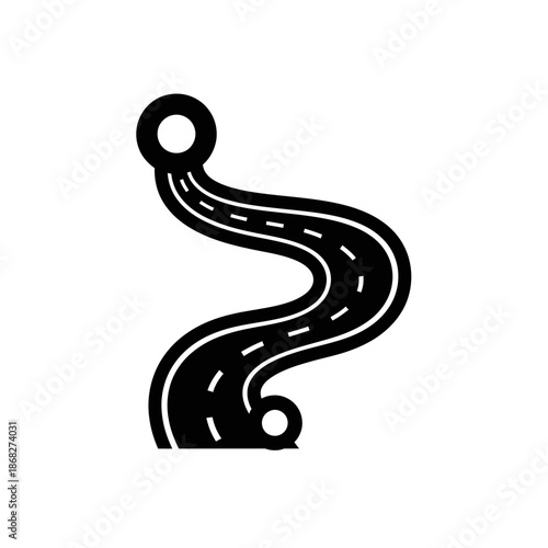 Curved Road Path Icon – Winding Route Symbol for Navigation, Journey & Abstract Design