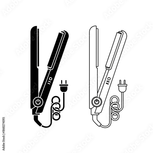 Hair Straightener Icon – Flat Iron Styling Tool Symbol for Beauty, Salon & Haircare Design