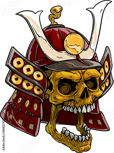 Vintage Medieval Knight Riding Horse Illustration, Antique Engraving Style Warrior for Historical Concept Samurai Skull in Helmet Vecto...