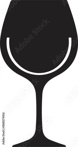Elegant Wine Glass Silhouette Isolated on Transparent Background