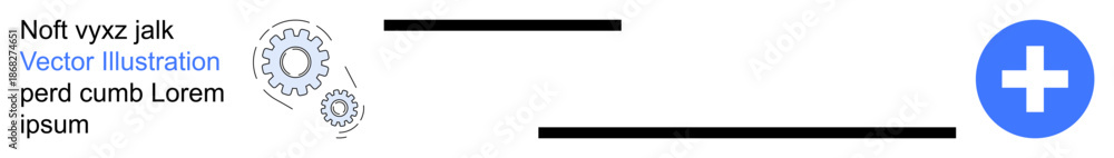 Fototapeta premium System integration, healthcare, collaboration, technical processes, technology solutions, synergy. Gears and a blue plus sign. System integration and healthcare visual concept