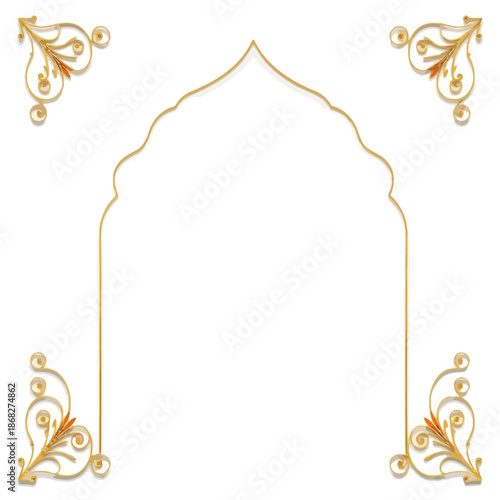 Golden floral ornate frame with vintage decorative elements