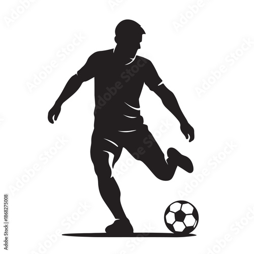 A soccer player silhouettes vector illustration. Football with a player silhouette vector for sports design and graphics.