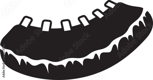Illustration of a set of large sharp teeth in black and white