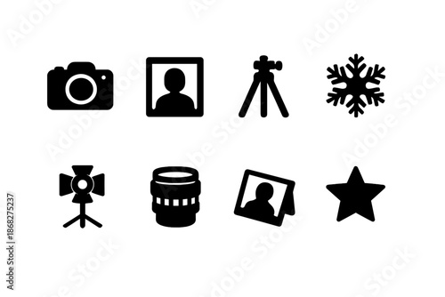 Festive Icon Set. Festive black-and-white portrait icons. Filled icon set of festive black-and-white portrait