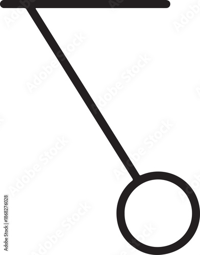 Simple pendulum physics icon a basic science symbol representing motion and gravity isolated on a white background for educational use