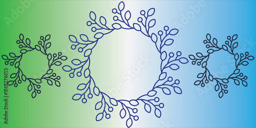 Floral wreath line art frames with elegant botanical design