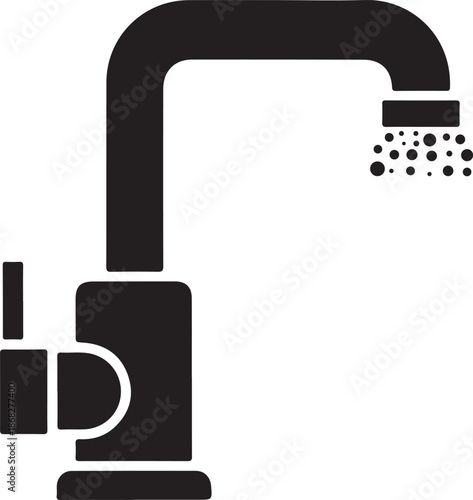 Modern kitchen faucet with water flowing from the tap