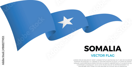 Flag of Somalia. Somali and African Culture. Shining flag with realistic shadows waving in three layers. The elegant curves and realistic shading create a sense of motion