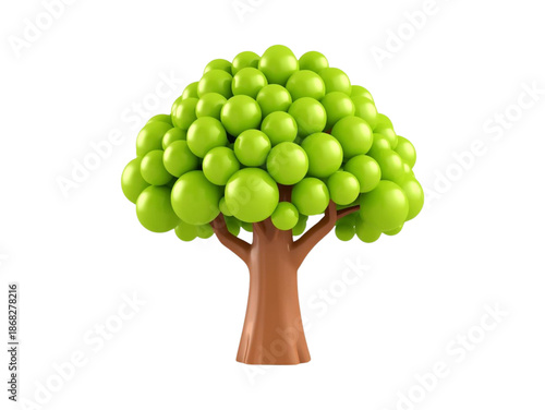 Vector 3d illustration of a green summer tree with lush leaves and branches isolated on a transparant background