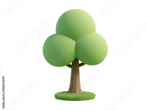 Vector 3d illustration of a green summer tree with lush leaves and branches isolated on a transparant background