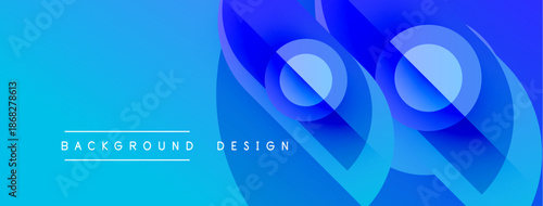 Abstract blue background. Gradient layers create flowing shapes, modern design elements. Text reads background design.