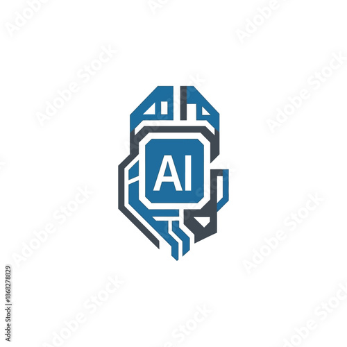 Artificial Intelligence Logo Design Concept with Circuitry and Microchip Elements