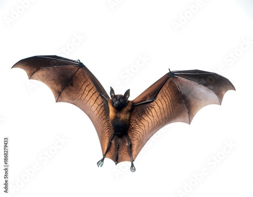 Wild bat full body isolated white background high resolution image