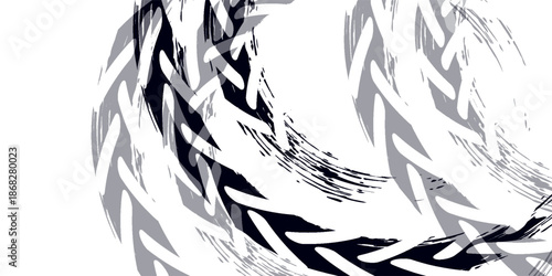 Tire track. Car, bike, motorcycle tyre mark with grunge effect isolated on white background. Wheel footprint on the road.