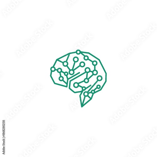 Simplified Brain Illustration with Neural Connections and Technology Integration