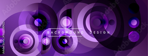Purple abstract design. Concentric circles, varying opacity create dynamic visual effect. Modern background for projects.