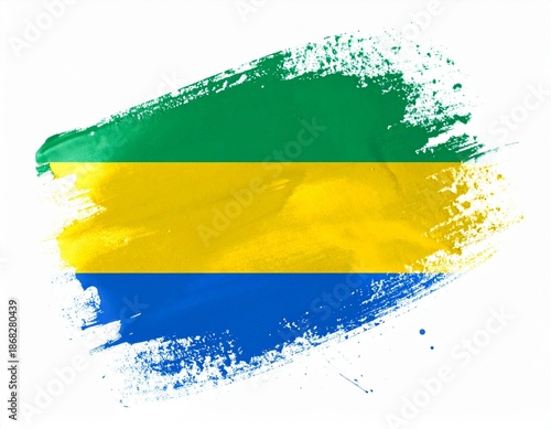 Gabon Flag Splatter Brushstroke Artistic Design