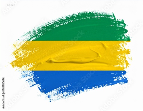 Gabon Flag Painted Brushstroke Edition