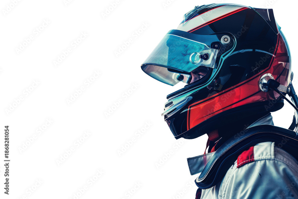 Fototapeta premium High Speed Racing Concept with Driver Wearing Safety Helmet