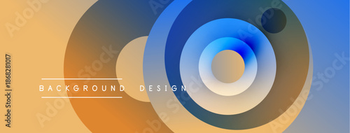 Abstract colorful circles create dynamic background. Gradient hues blend, forming modern design element. Smooth transitions, visual appeal.