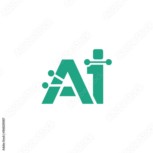 Vector graphic illustration of a stylized letter A and number 1 in green on a white background