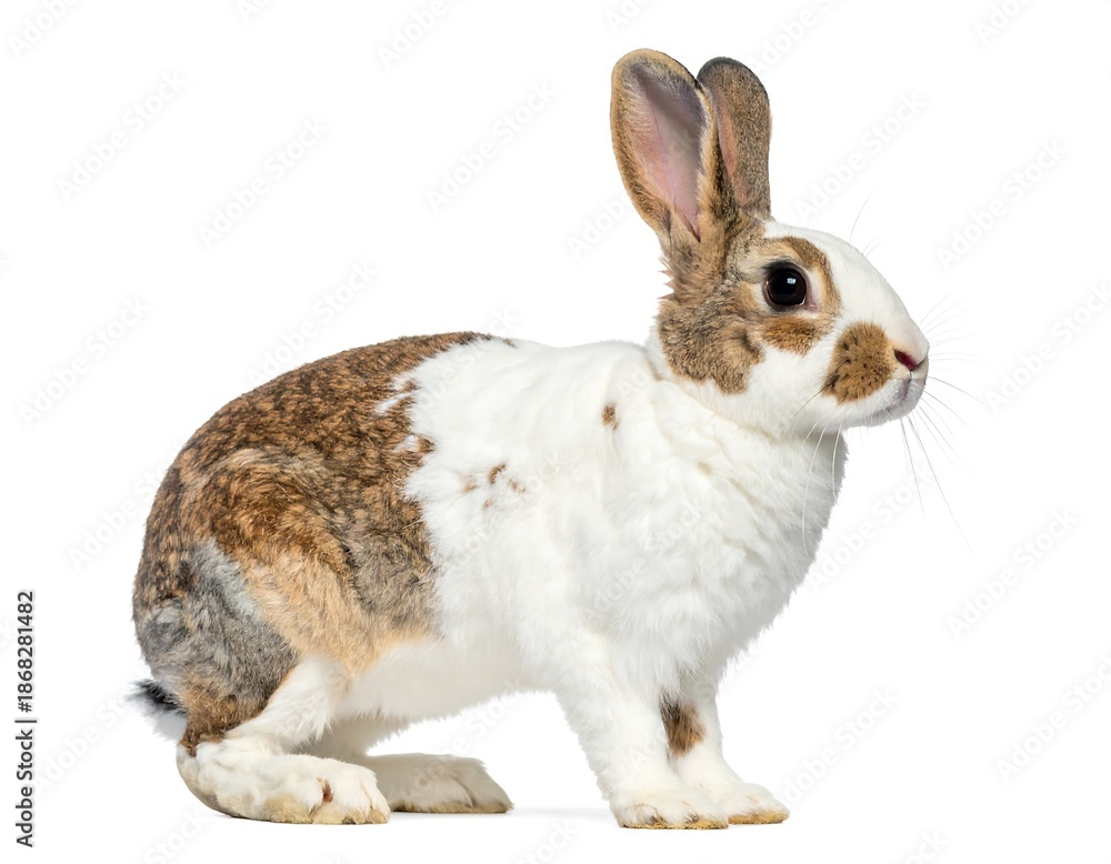 Obraz premium Calm adult rabbit sitting isolated clean background high resolution image