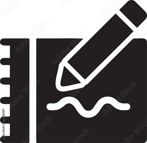 Black and white of pencil on notebook page paper