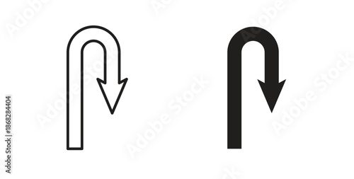U turn icon isolated vector Illustration. Vector pictogram for web and app