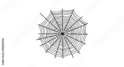 A detailed illustration of a black spiderweb with radial and circular threads