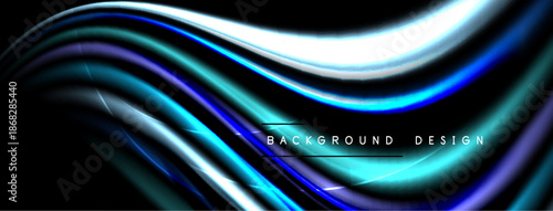 Abstract flowing lines, vibrant blues, whites create dynamic background. Modern design element, sleek curves suggest movement, energy.