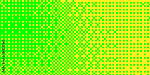 Abstract halftone background featuring a geometric square pattern with a smooth gradient transition in bright green and yellow tones.