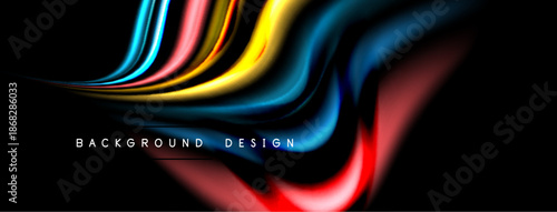 Abstract colorful waves flow, creating dynamic background design. Vivid hues blend, offering modern aesthetic. Smooth curves suggest movement, energy.
