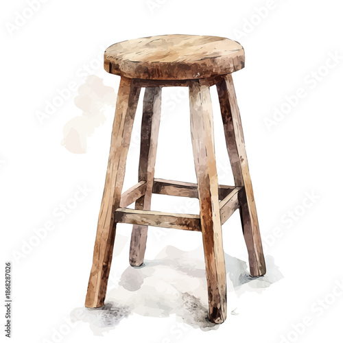 A vectorized, Hand-painted style, vector set available in EPS An Elegant watercolor painting design collection_Watercolor_style_painting_of_a_wooden_kitchen_stool