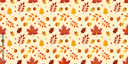 Autumn leaves pattern A seamless background of colorful fall foliage