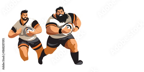 male football team in dynamic game poses vector,  copy space