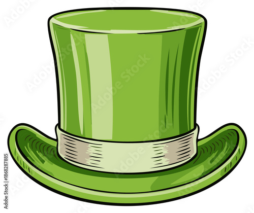 Festive Green Leprechaun Hat Cartoon Illustration for Saint Patrick's Day Holiday