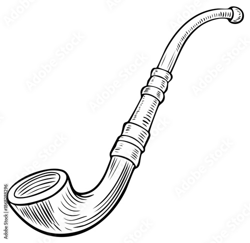 Elegant vintage style smoking pipe classic tobacco accessory line art drawing