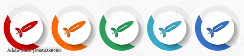 Missile, rocket, weapon, war vector icons, flat icon set for logo design, webdesign and mobile applications, colorful web button collection in eps 10
