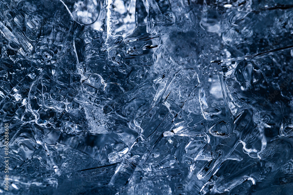 Obraz premium Abstract Blue Ice Texture with Air Bubbles