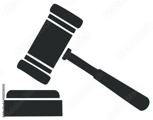 Gavel and Sound Block Icon Symbol for Law Justice and Auction
