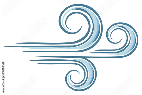 Illustrative Icon Representing Wind Gusts, Breezy Airflows, Strong Weather Systems, And Dynamic Wind Patterns