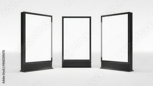 Three empty picture frames in a row